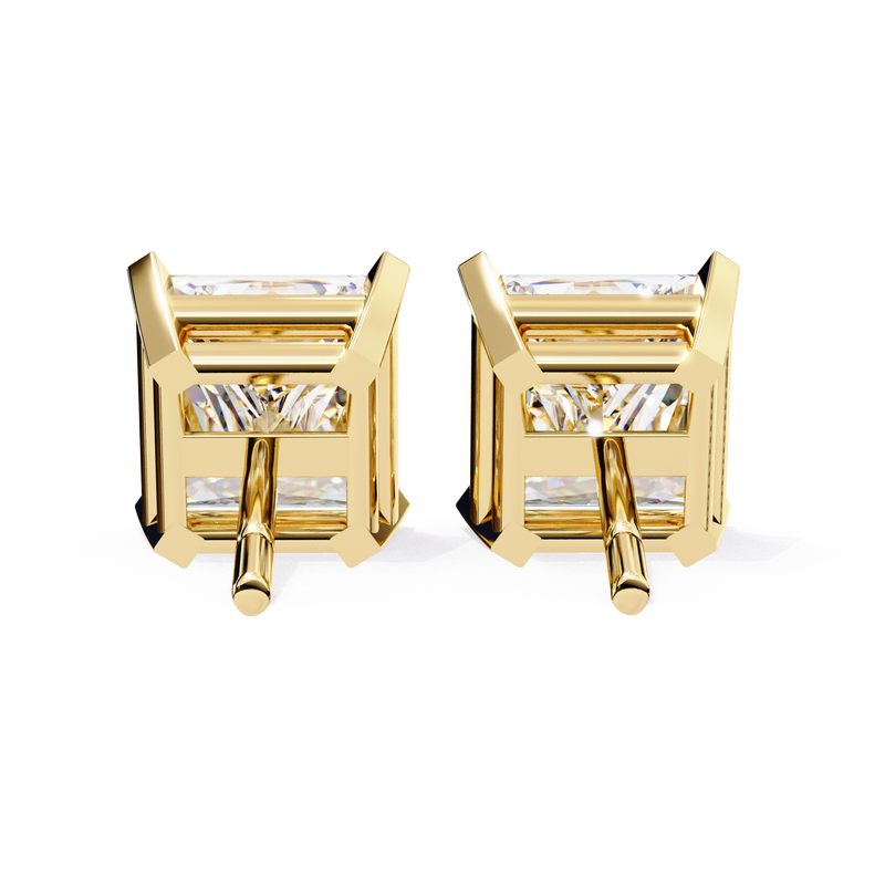 14K White Gold IGI Certified Princess Solitaire Stud Earrings, 4 Prong, D-E Color, VVS/VS Clarity