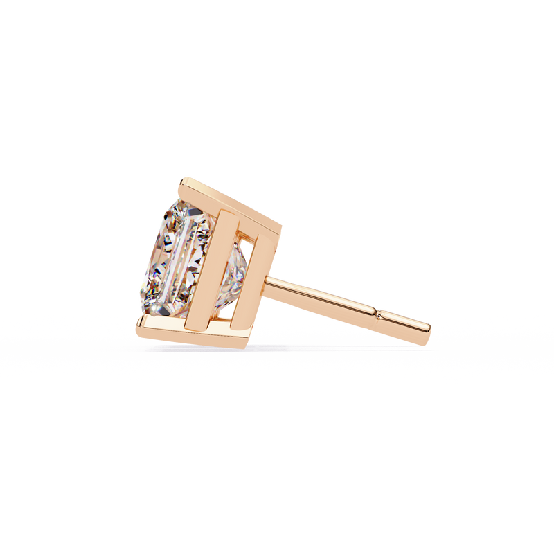 14K White Gold IGI Certified Princess Solitaire Stud Earrings, 4 Prong, D-E Color, VVS/VS Clarity