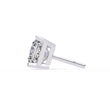 14K White Gold IGI Certified Princess Solitaire Stud Earrings, 4 Prong, D-E Color, VVS/VS Clarity
