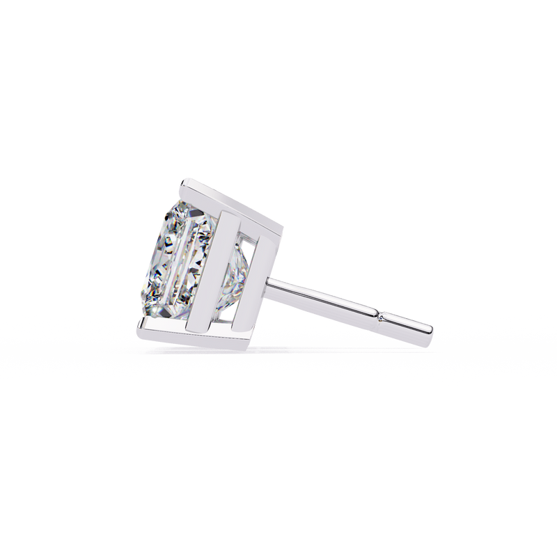 14K White Gold IGI Certified Princess Solitaire Stud Earrings, 4 Prong, D-E Color, VVS/VS Clarity