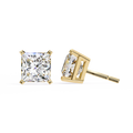 14K White Gold IGI Certified Princess Solitaire Stud Earrings, 4 Prong, D-E Color, VVS/VS Clarity