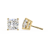 14K White Gold IGI Certified Princess Solitaire Stud Earrings, 4 Prong, D-E Color, VVS/VS Clarity