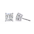 14K White Gold IGI Certified Princess Solitaire Stud Earrings, 4 Prong, D-E Color, VVS/VS Clarity