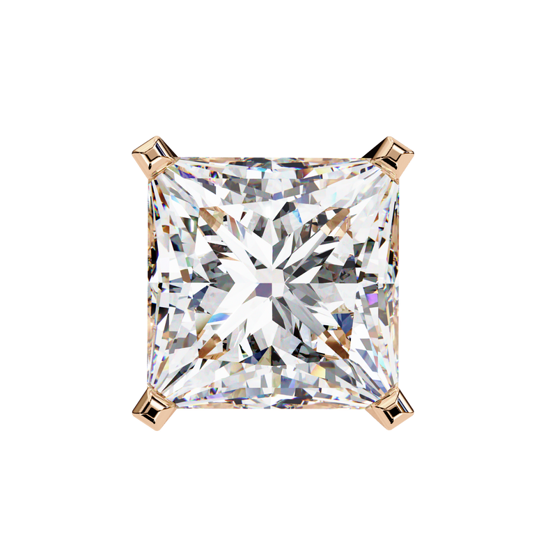 14K White Gold IGI Certified Princess Solitaire Stud Earrings, 4 Prong, D-E Color, VVS/VS Clarity