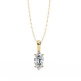 14K White Gold IGI Certified Marquise Diamond Solitaire Pendant – D-E Color, VVS–VS Clarity, Classic Bail