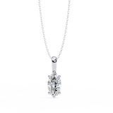 14K White Gold IGI Certified Marquise Diamond Solitaire Pendant – D-E Color, VVS–VS Clarity, Classic Bail
