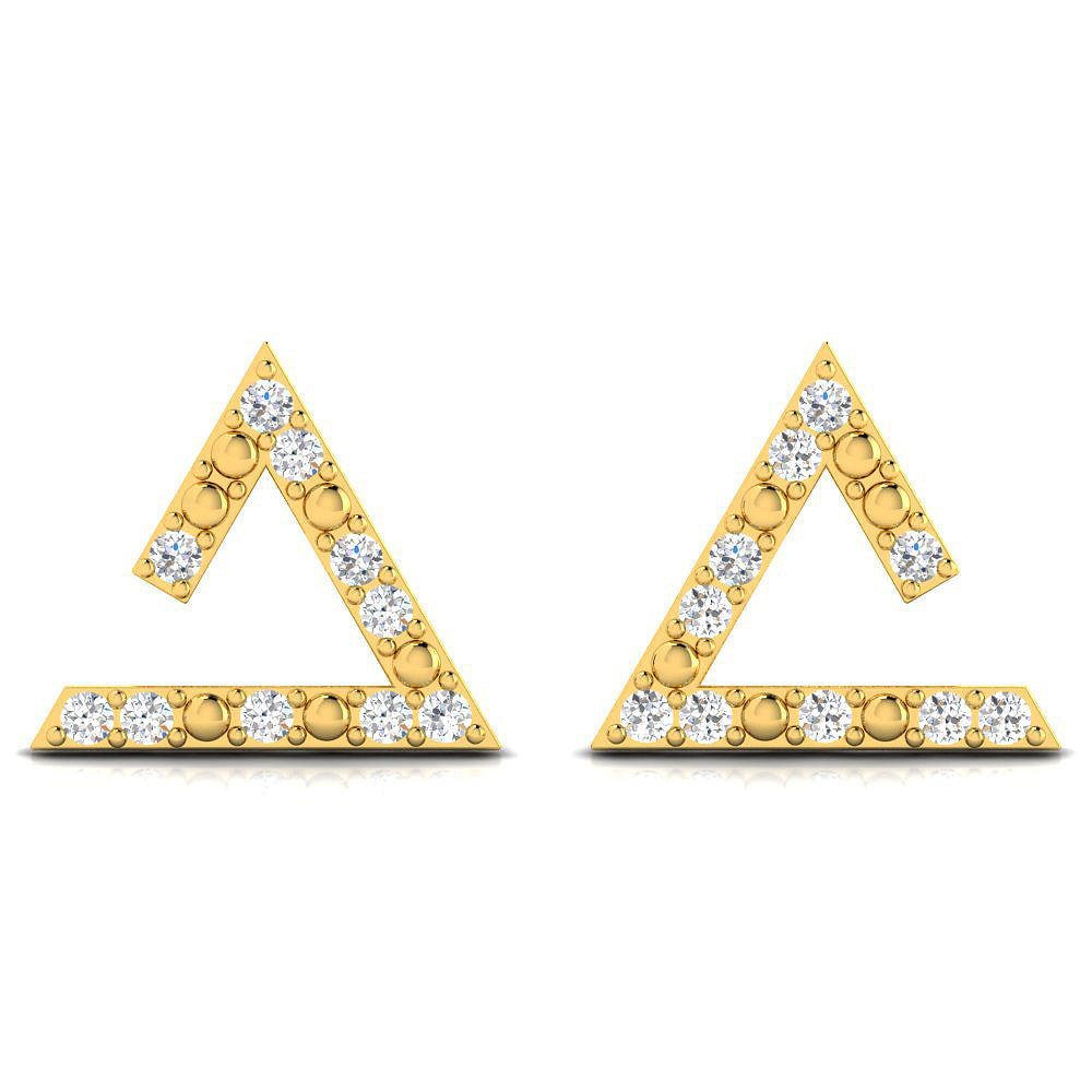 Lab Grown Diamond Triangle Shape Earring in Gold Plated Sterling Silver (.925)