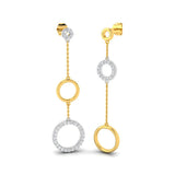 Lab Grown Diamond Sterling Silver Unique Design Earring plated in White & Yellow Gold
