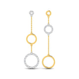 Lab Grown Diamond Sterling Silver Unique Design Earring plated in White & Yellow Gold