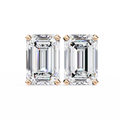 14K White Gold IGI Certified Emerald Cut Solitaire Stud Earrings, 4 Prong, D-E Color, VVS/VS Clarity