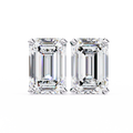 14K White Gold IGI Certified Emerald Cut Solitaire Stud Earrings, 4 Prong, D-E Color, VVS/VS Clarity