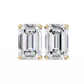 14K White Gold IGI Certified Emerald Cut Solitaire Stud Earrings, 4 Prong, D-E Color, VVS/VS Clarity