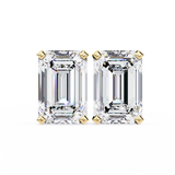 14K White Gold IGI Certified Emerald Cut Solitaire Stud Earrings, 4 Prong, D-E Color, VVS/VS Clarity