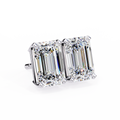 14K White Gold IGI Certified Emerald Cut Solitaire Stud Earrings, 4 Prong, D-E Color, VVS/VS Clarity
