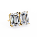 14K White Gold IGI Certified Emerald Cut Solitaire Stud Earrings, 4 Prong, D-E Color, VVS/VS Clarity