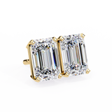 14K White Gold IGI Certified Emerald Cut Solitaire Stud Earrings, 4 Prong, D-E Color, VVS/VS Clarity
