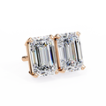14K White Gold IGI Certified Emerald Cut Solitaire Stud Earrings, 4 Prong, D-E Color, VVS/VS Clarity