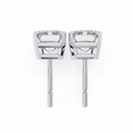 14K White Gold IGI Certified Emerald Cut Solitaire Stud Earrings, 4 Prong, D-E Color, VVS/VS Clarity