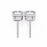14K White Gold IGI Certified Emerald Cut Solitaire Stud Earrings, 4 Prong, D-E Color, VVS/VS Clarity