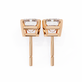 14K White Gold IGI Certified Emerald Cut Solitaire Stud Earrings, 4 Prong, D-E Color, VVS/VS Clarity