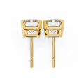 14K White Gold IGI Certified Emerald Cut Solitaire Stud Earrings, 4 Prong, D-E Color, VVS/VS Clarity