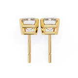 14K White Gold IGI Certified Emerald Cut Solitaire Stud Earrings, 4 Prong, D-E Color, VVS/VS Clarity