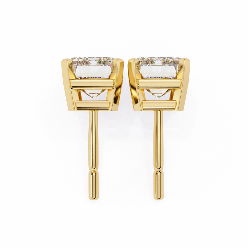 14K White Gold IGI Certified Emerald Cut Solitaire Stud Earrings, 4 Prong, D-E Color, VVS/VS Clarity