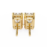 14K White Gold IGI Certified Emerald Cut Solitaire Stud Earrings, 4 Prong, D-E Color, VVS/VS Clarity