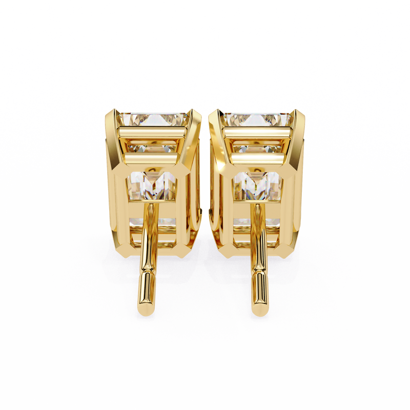 14K White Gold IGI Certified Emerald Cut Solitaire Stud Earrings, 4 Prong, D-E Color, VVS/VS Clarity