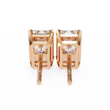 14K White Gold IGI Certified Emerald Cut Solitaire Stud Earrings, 4 Prong, D-E Color, VVS/VS Clarity