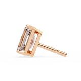 14K White Gold IGI Certified Emerald Cut Solitaire Stud Earrings, 4 Prong, D-E Color, VVS/VS Clarity