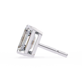 14K White Gold IGI Certified Emerald Cut Solitaire Stud Earrings, 4 Prong, D-E Color, VVS/VS Clarity