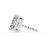 14K White Gold IGI Certified Emerald Cut Solitaire Stud Earrings, 4 Prong, D-E Color, VVS/VS Clarity