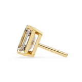 14K White Gold IGI Certified Emerald Cut Solitaire Stud Earrings, 4 Prong, D-E Color, VVS/VS Clarity