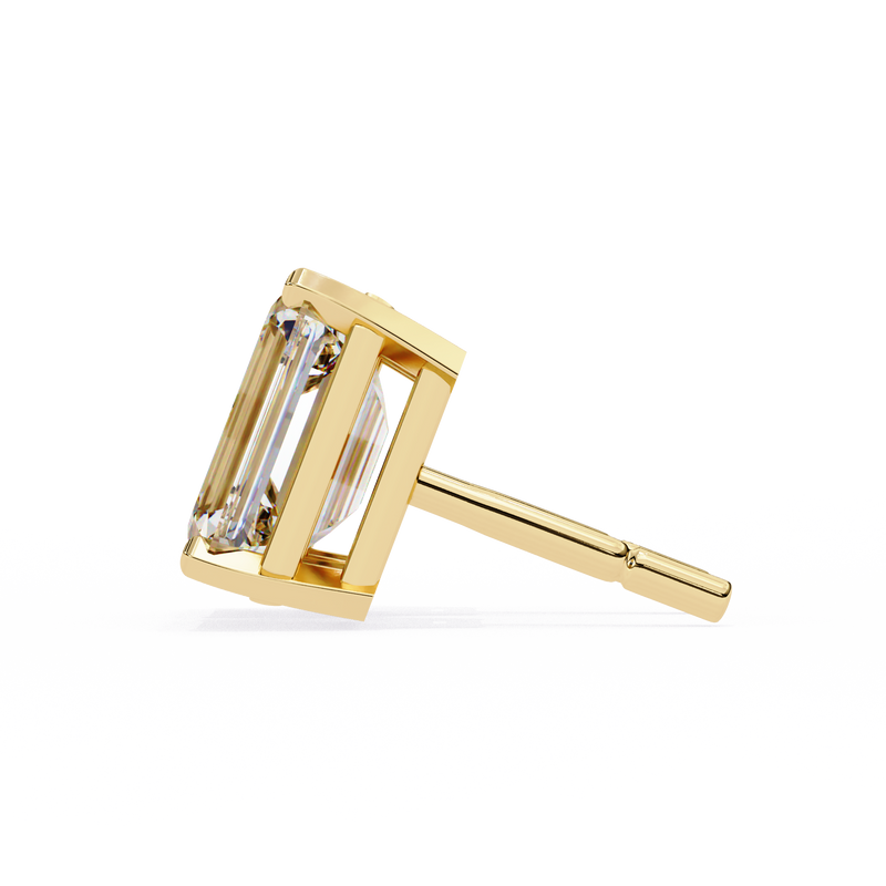 14K White Gold IGI Certified Emerald Cut Solitaire Stud Earrings, 4 Prong, D-E Color, VVS/VS Clarity