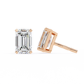 14K White Gold IGI Certified Emerald Cut Solitaire Stud Earrings, 4 Prong, D-E Color, VVS/VS Clarity
