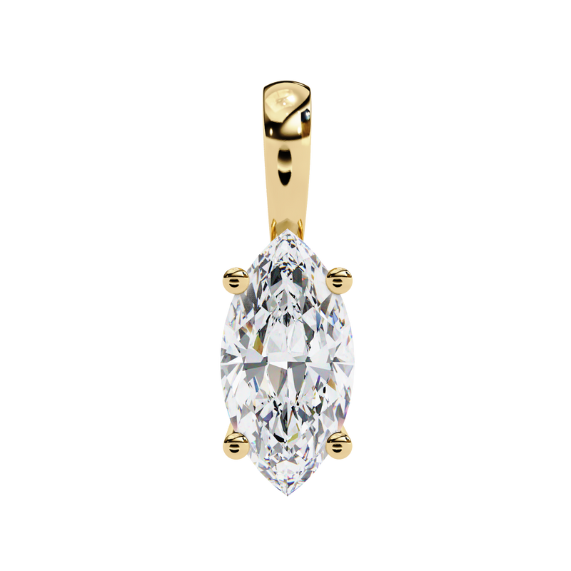 14K White Gold IGI Certified Marquise Diamond Solitaire Pendant – D-E Color, VVS–VS Clarity, Classic Bail