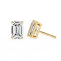 14K White Gold IGI Certified Emerald Cut Solitaire Stud Earrings, 4 Prong, D-E Color, VVS/VS Clarity