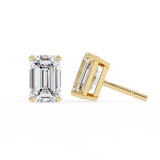 14K White Gold IGI Certified Emerald Cut Solitaire Stud Earrings, 4 Prong, D-E Color, VVS/VS Clarity