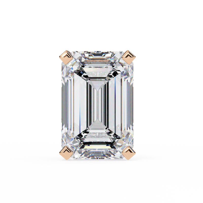 14K White Gold IGI Certified Emerald Cut Solitaire Stud Earrings, 4 Prong, D-E Color, VVS/VS Clarity