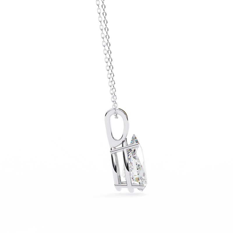 14K White Gold IGI Certified Pear Shape Diamond Solitaire Pendant – D-E Color, VVS–VS Clarity, Classic Bail