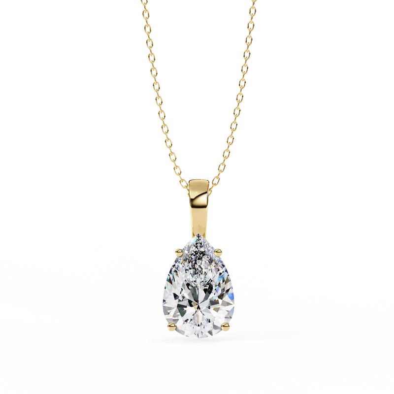 14K White Gold IGI Certified Pear Shape Diamond Solitaire Pendant – D-E Color, VVS–VS Clarity, Classic Bail