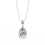 14K White Gold IGI Certified Pear Shape Diamond Solitaire Pendant – D-E Color, VVS–VS Clarity, Classic Bail