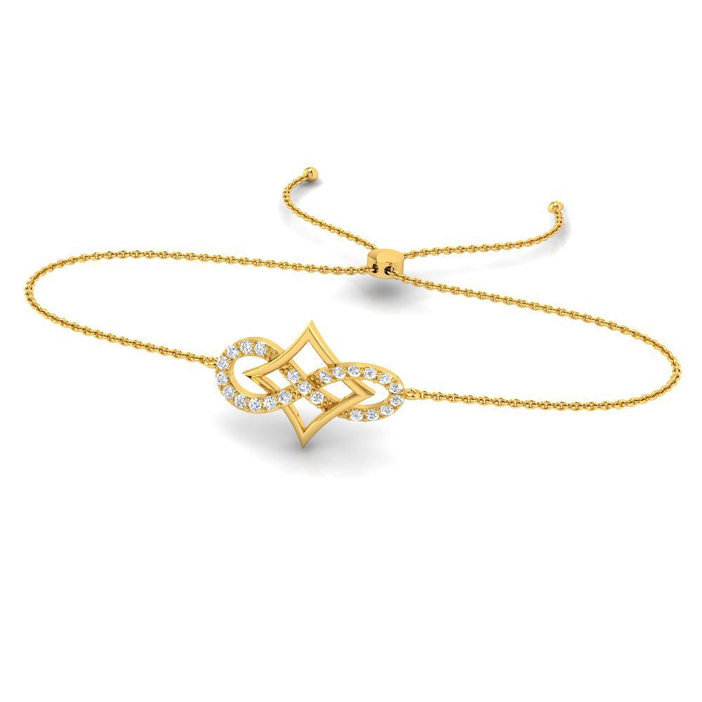 Lab Grown Diamond Charm Bracelet in Gold Plated Sterling Silver (.925)