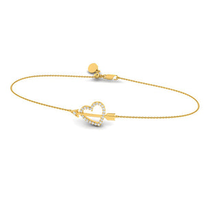 Lab Grown Diamond Heart Shape Charm Bracelet in Gold Plated Sterling Silver (.925)