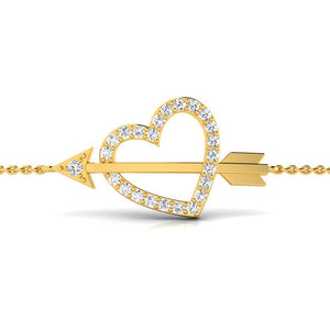 Lab Grown Diamond Heart Shape Charm Bracelet in Gold Plated Sterling Silver (.925)