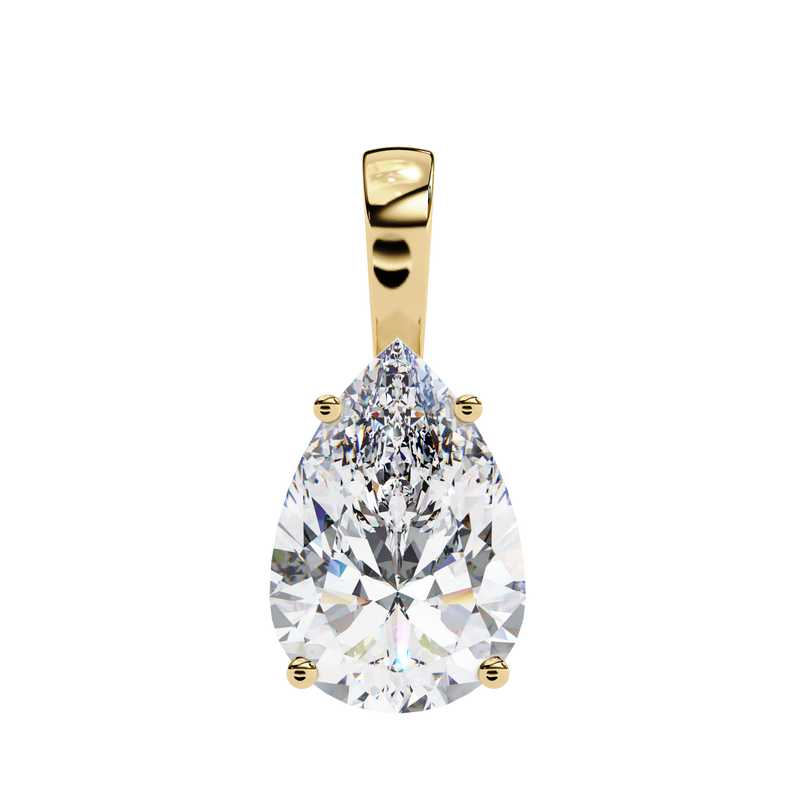 14K White Gold IGI Certified Pear Shape Diamond Solitaire Pendant – D-E Color, VVS–VS Clarity, Classic Bail