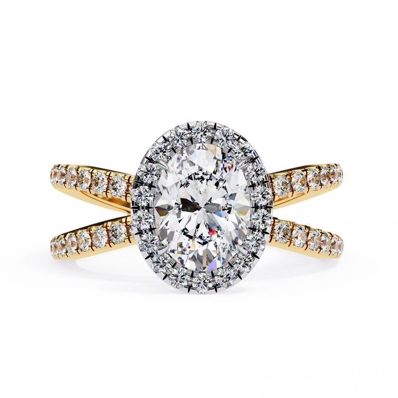14k IGI certified oval ring with E-F color VVS-VS clarity diamonds 92