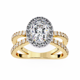14k IGI certified oval ring with E-F color VVS-VS clarity diamonds 92