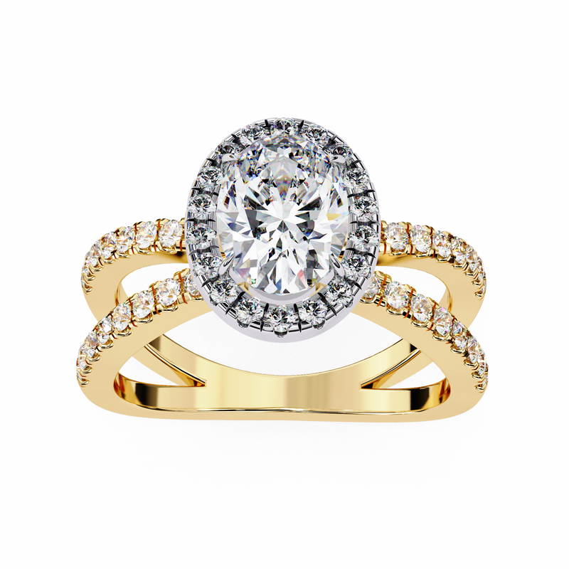 14k IGI certified oval ring with E-F color VVS-VS clarity diamonds 92